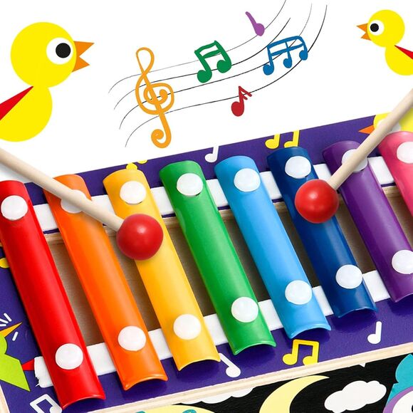 Montessori 8 in 1 Toddler Toy Clock Learning Xylophone Fishing Toy Activity Cube - Picture 7 of 7